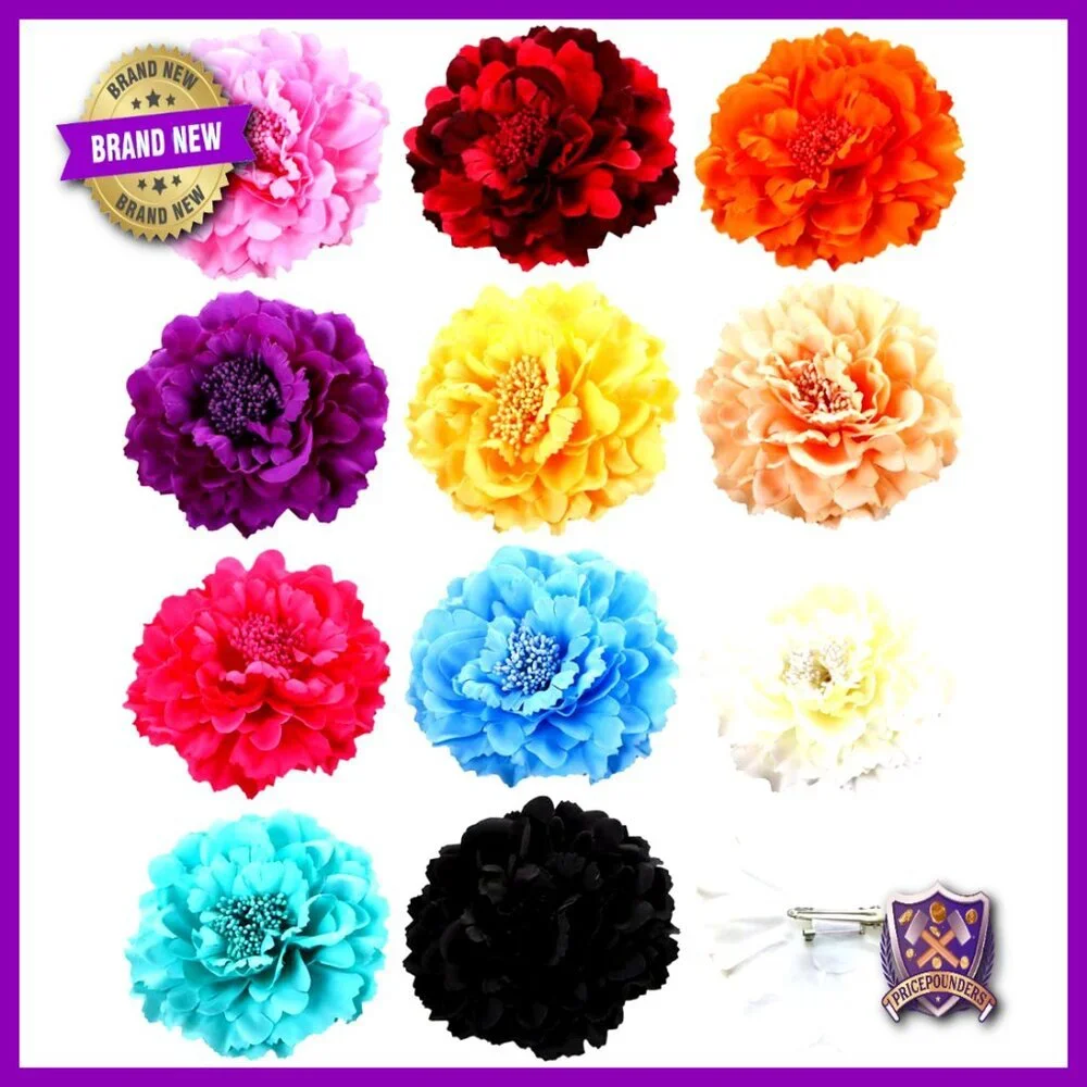 12-Piece Satin Flower Hair Clip Brooch Set for Bridal Headpieces